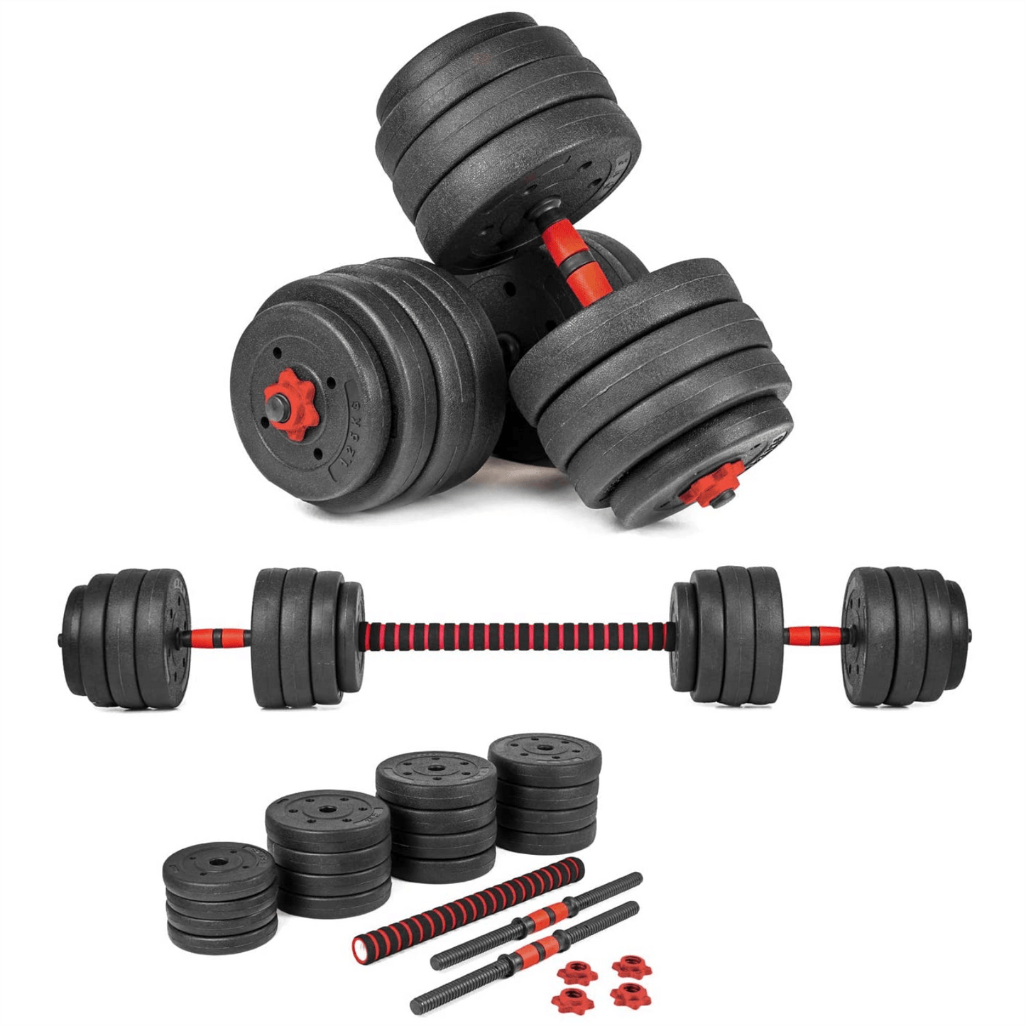 40kg Adjustable Dumbbells & Barbell Set – Home Gym Weights with Connecting Rod for Men & Women
