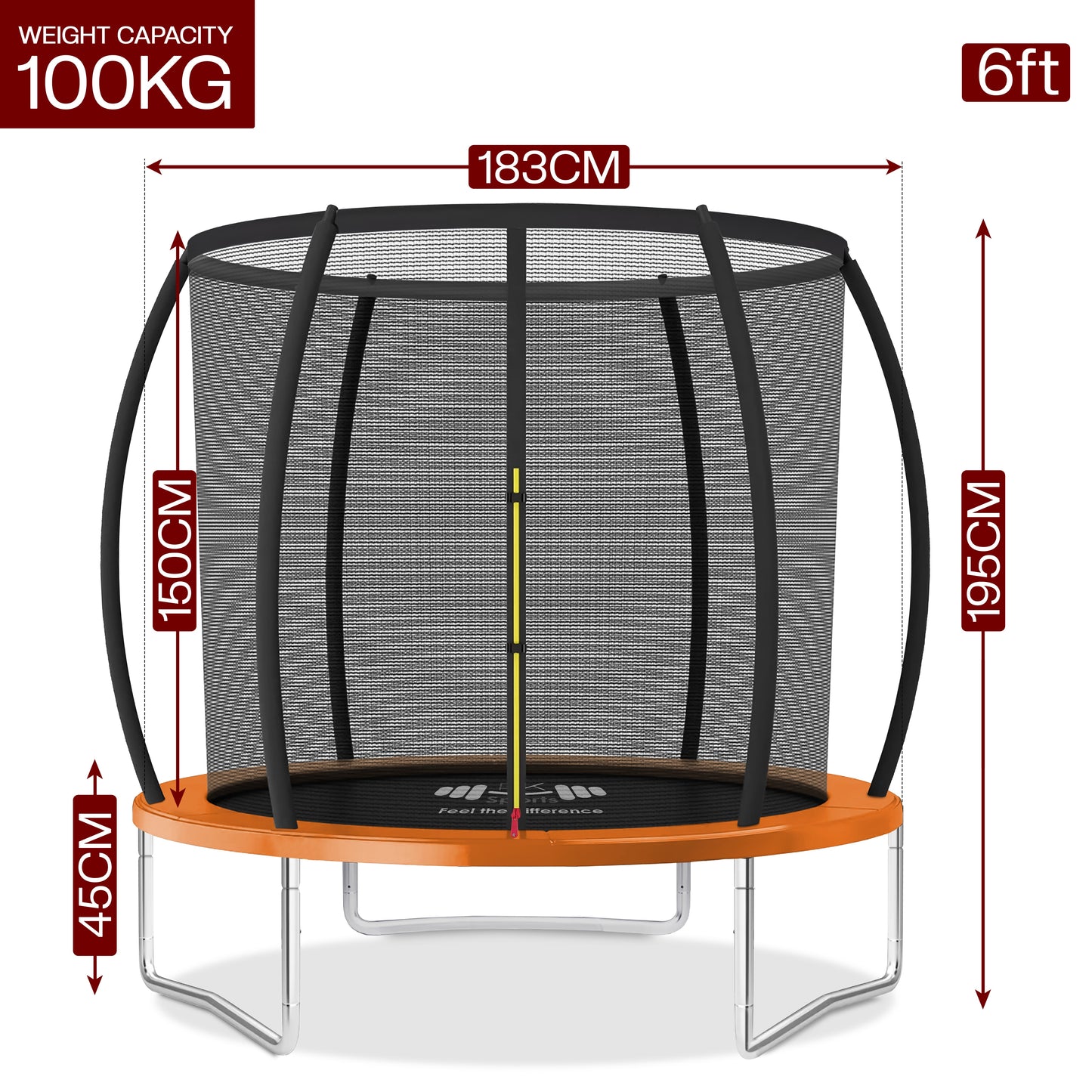Outdoor Trampoline 6FT/8FT/10FT/12FT - Rebounder Trampoline for Toddlers, Kids & Adults with Safety Enclosure Net, Anti-tear, UV-Proof Pad, Exercise & Fitness