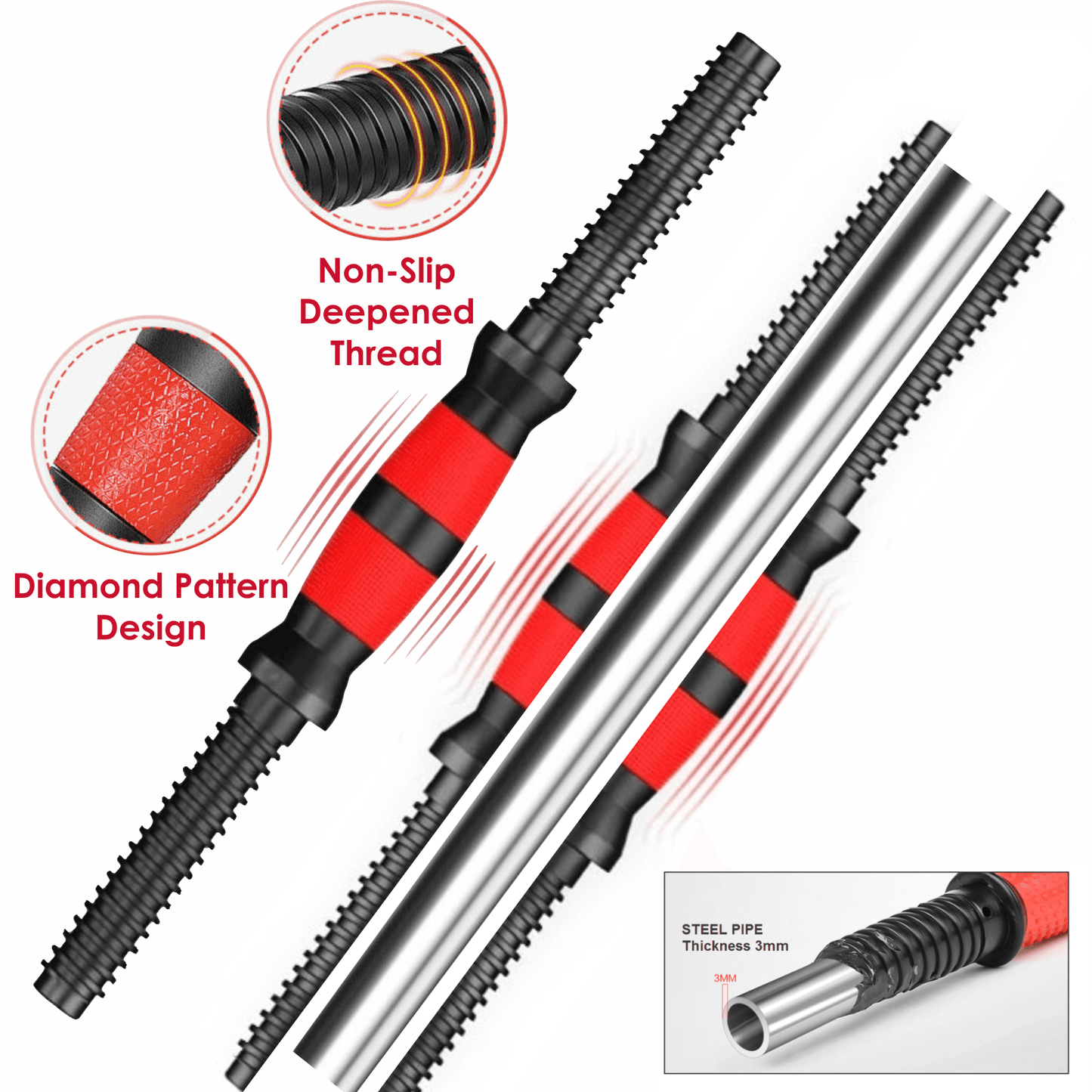 40kg Adjustable Dumbbells & Barbell Set – Home Gym Weights with Connecting Rod for Men & Women