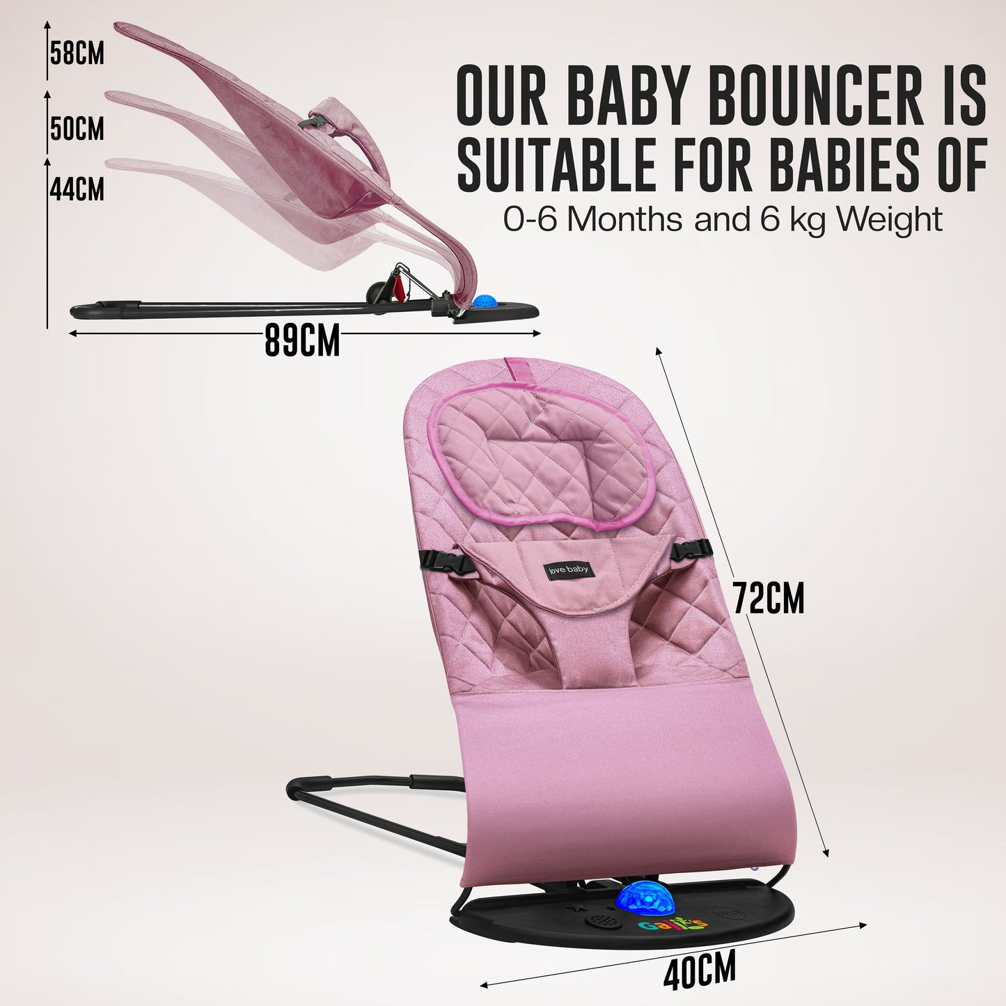 Newborn Baby Bouncer Chair – Soft, Durable & Foldable Infant Rocker Seat