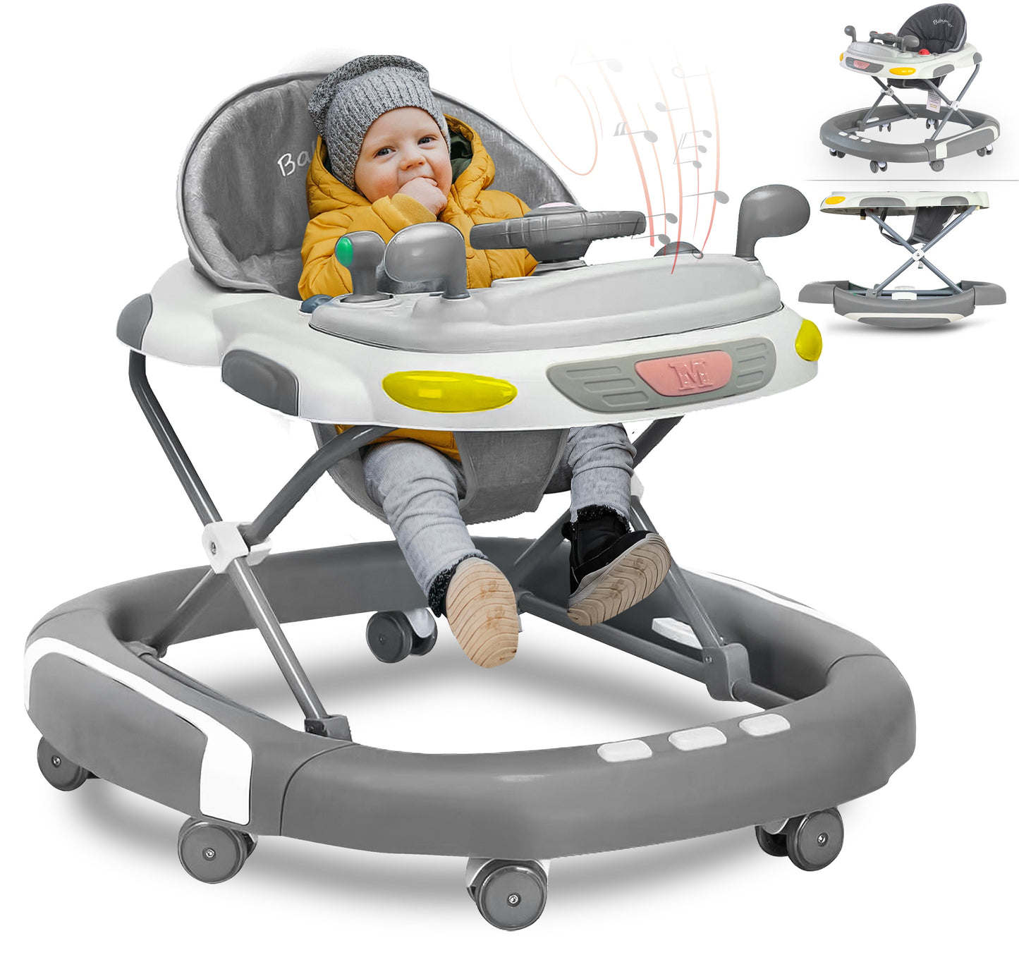 Baby Walker/Rocker Bouncer First Steps Push Along Activity Music Ride On Car UK