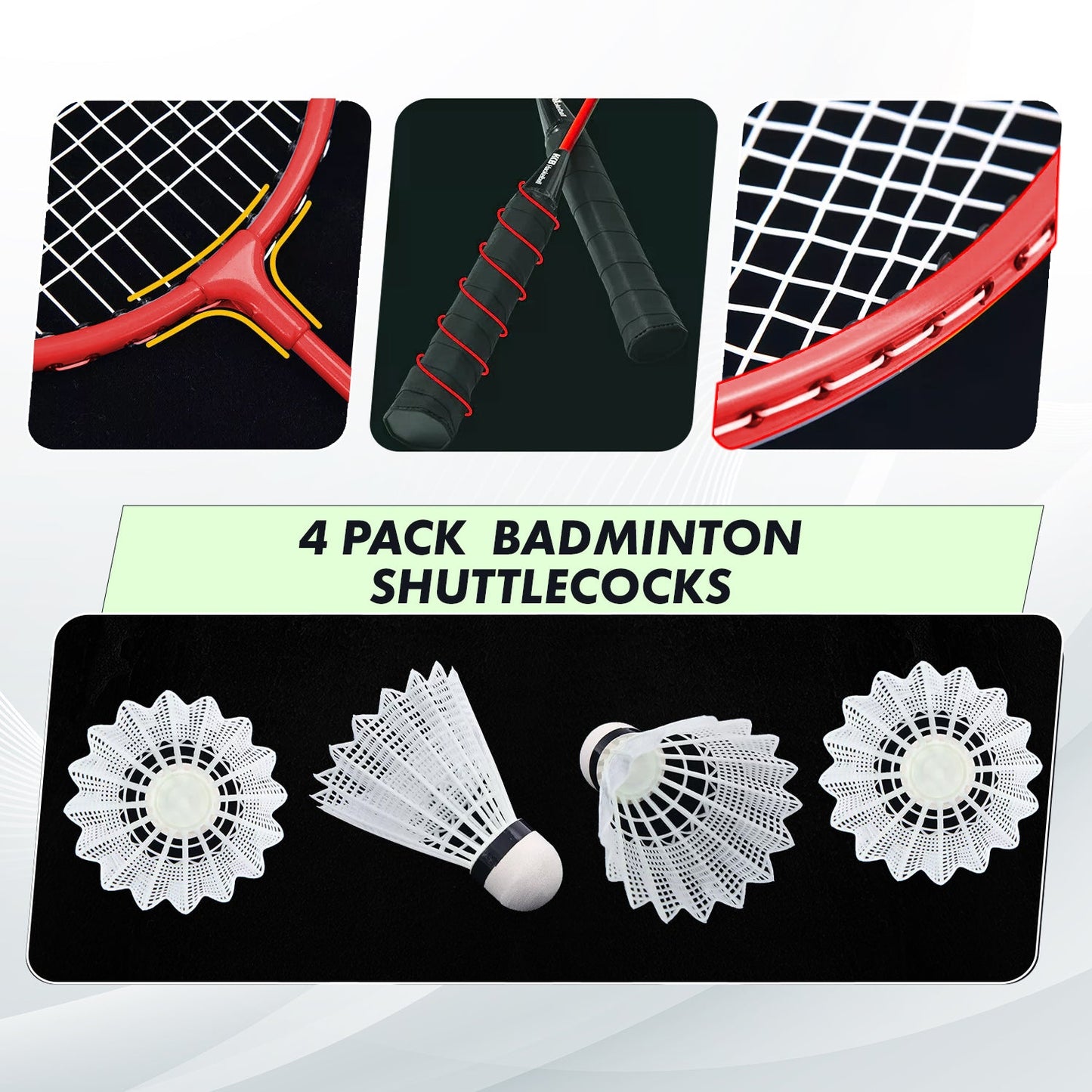 Badminton Set – 4 Rackets, Net, Shuttlecocks & Bag for Outdoor Play