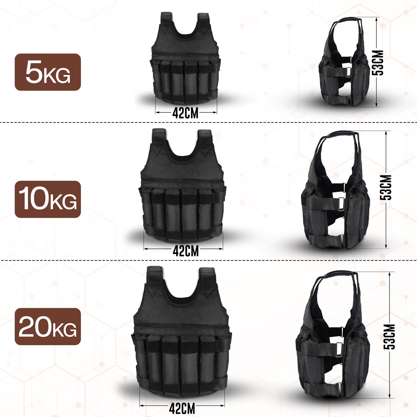 Adjustable Weighted Vest for Men & Women – 5kg/10kg/20kg Weight Vest for Running, Boxing, Cardio & Strength Training – Durable Ironsand Body Weight Jacket