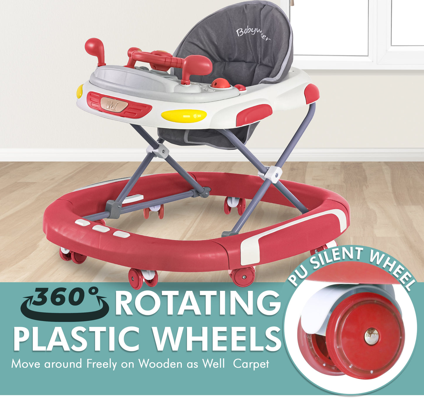 Baby Walker/Rocker Bouncer First Steps Push Along Activity Music Ride On Car UK