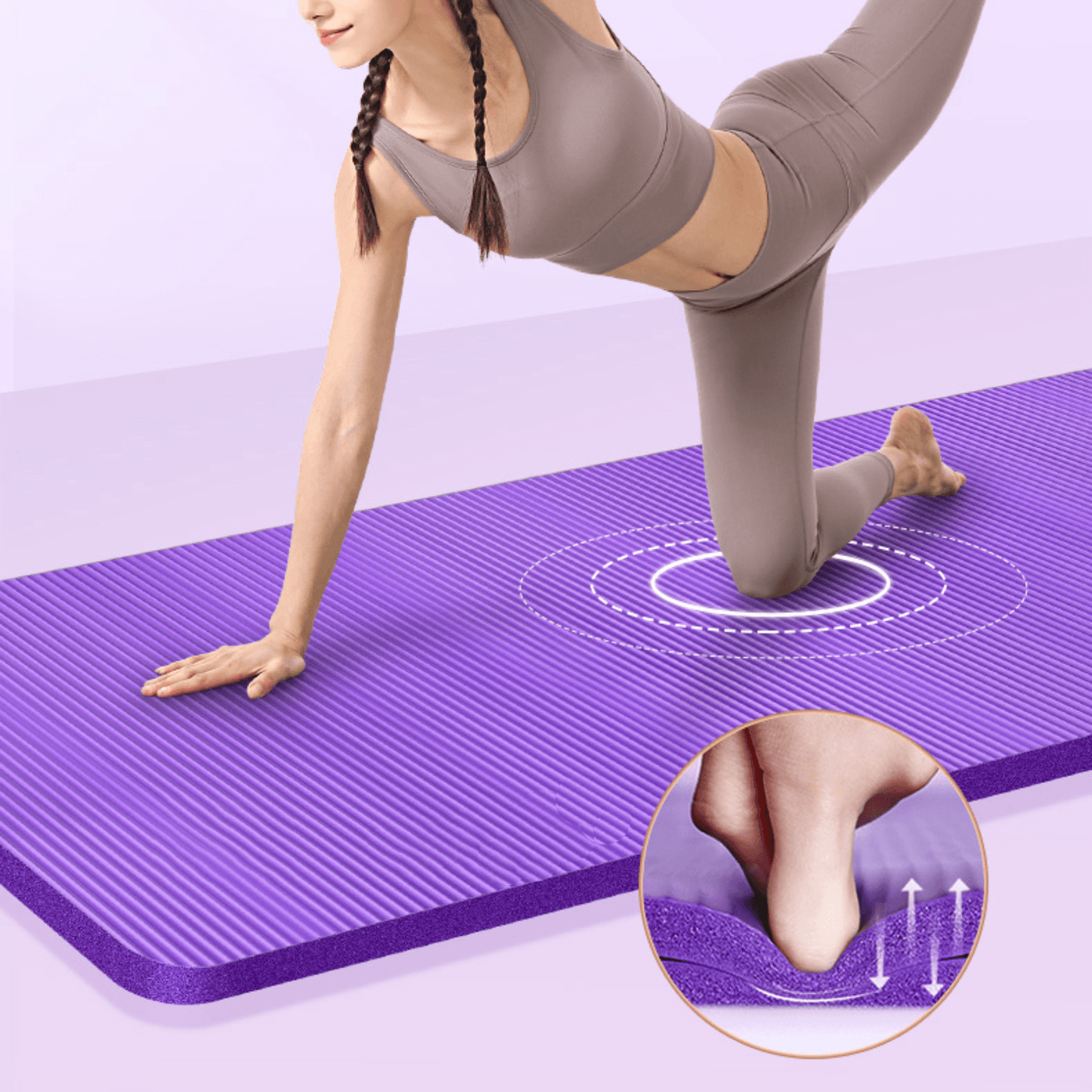 Yoga Mat 15mm Thick Exercise Mat Gym Workout Fitness Pilates Home Non Slip NBR