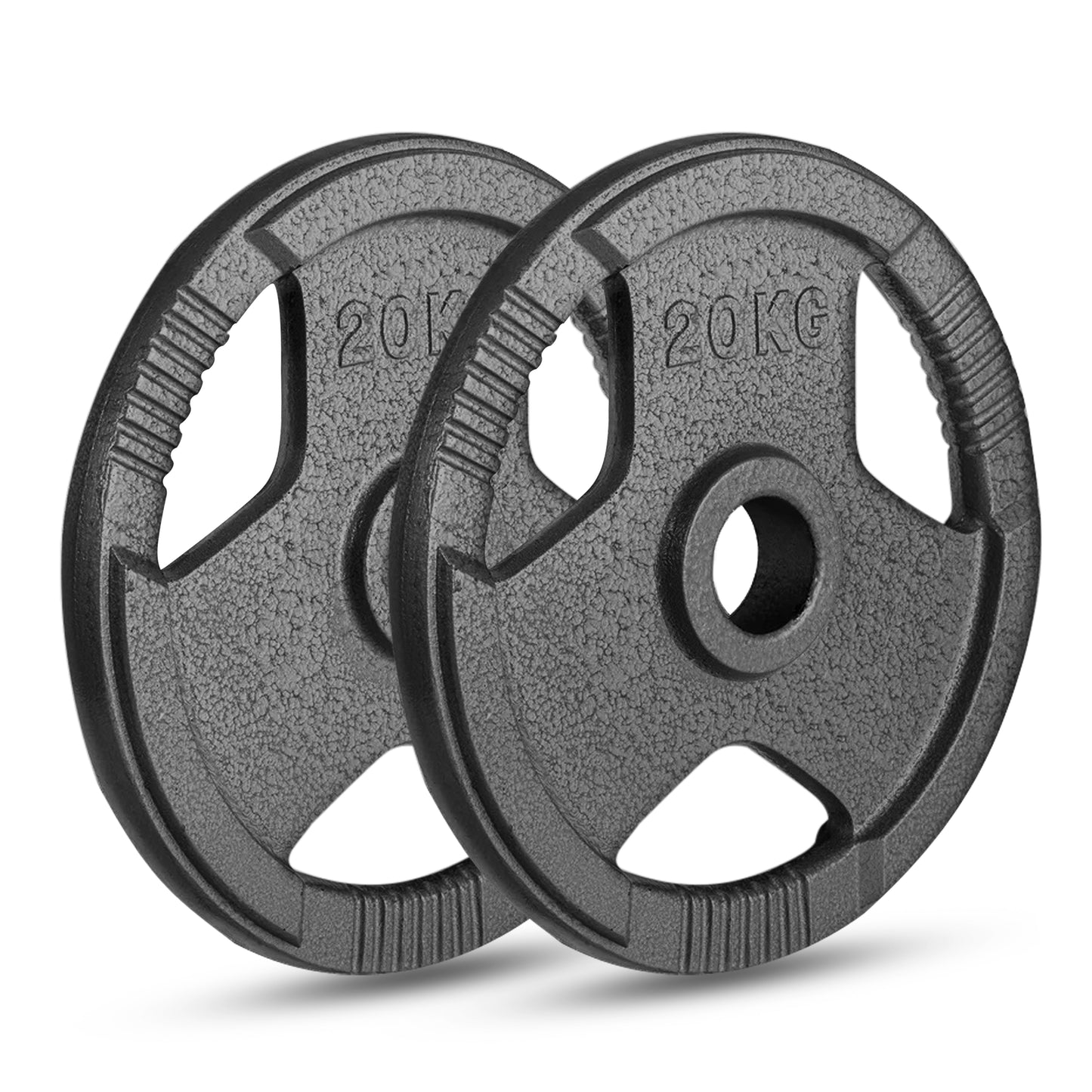 Olympic Cast Iron Weight Plates Set – Tri-Grip 2-Inch Barbell Weights (5kg to 25kg) – Pair – Ideal for Home & Gym Workouts