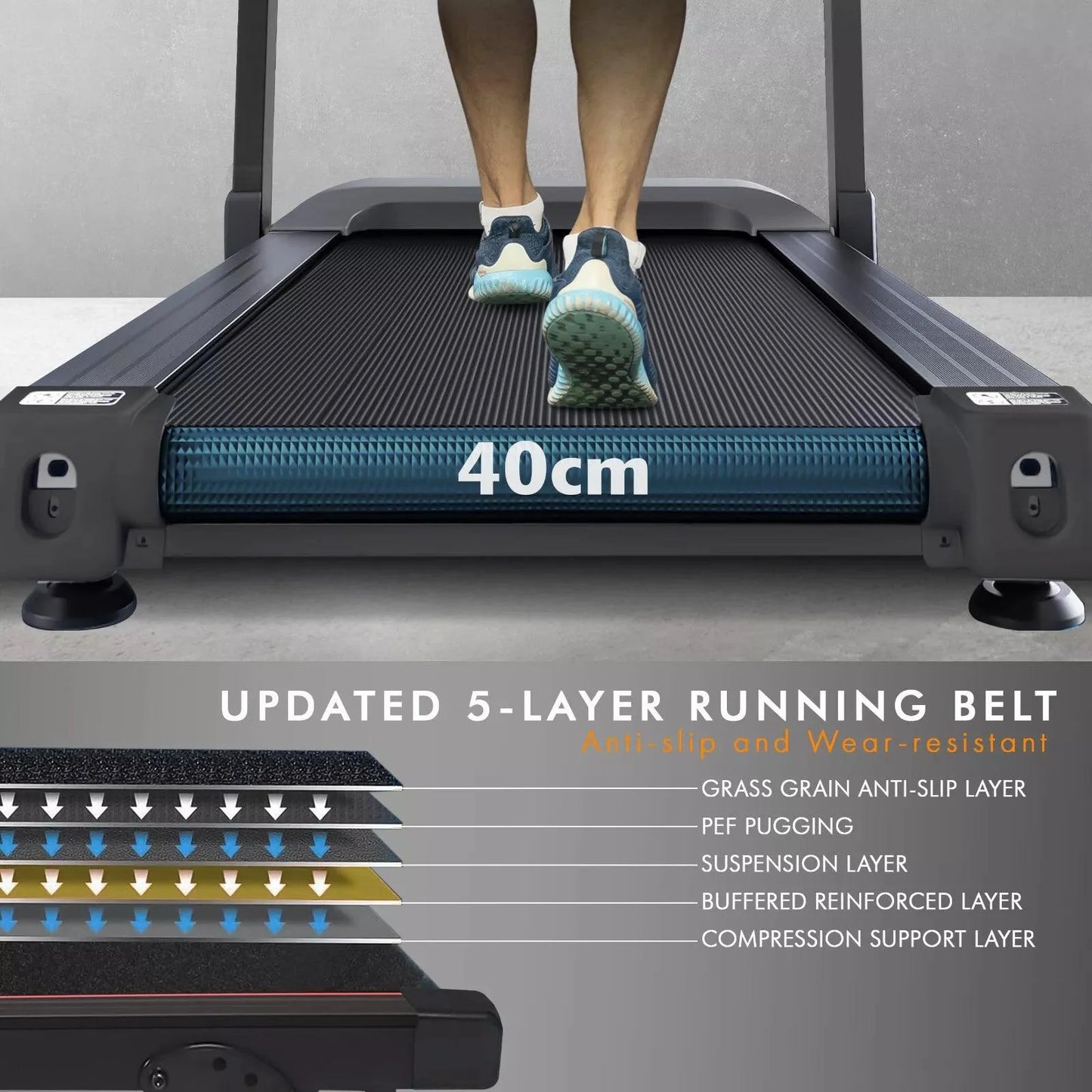 Treadmill Foldable Electric Running Machine with Incline, Massager, and Compact Design for Home Gym
