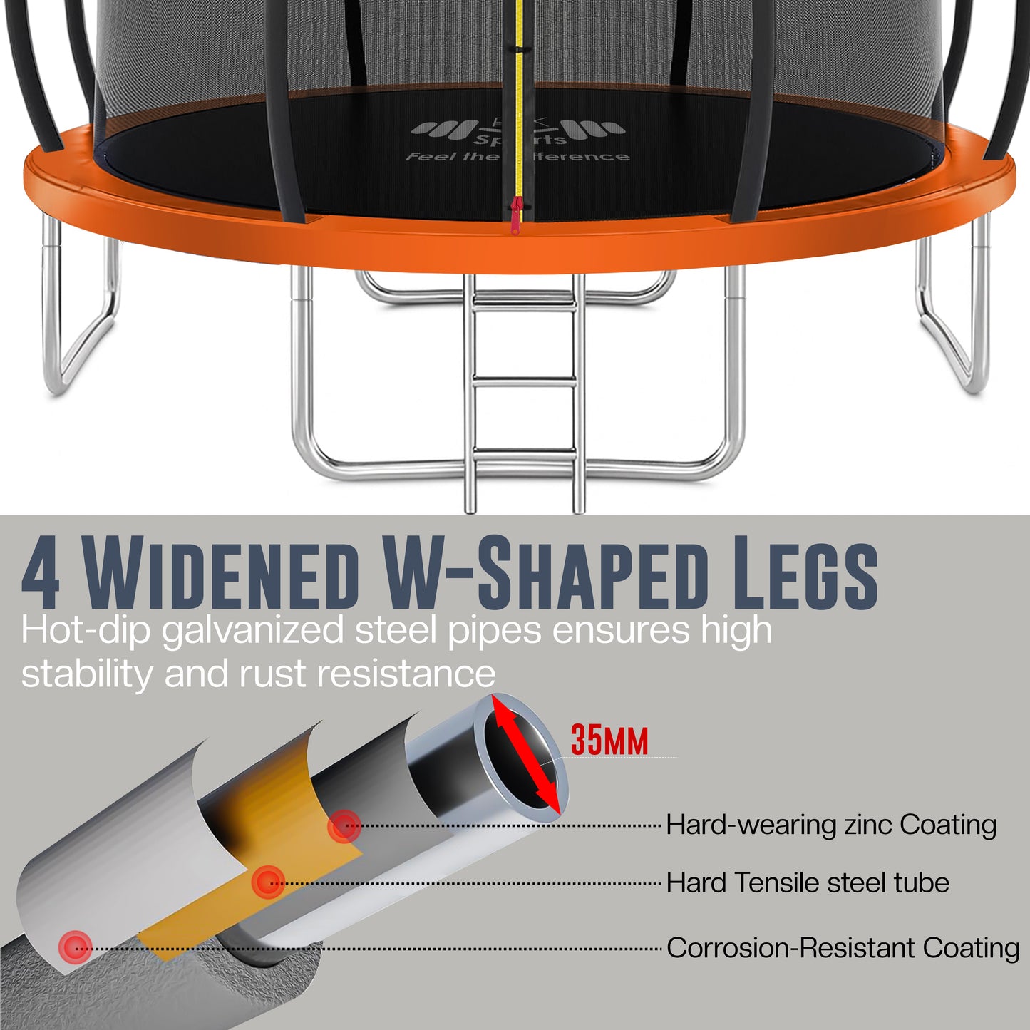 Outdoor Trampoline 6FT/8FT/10FT/12FT - Rebounder Trampoline for Toddlers, Kids & Adults with Safety Enclosure Net, Anti-tear, UV-Proof Pad, Exercise & Fitness