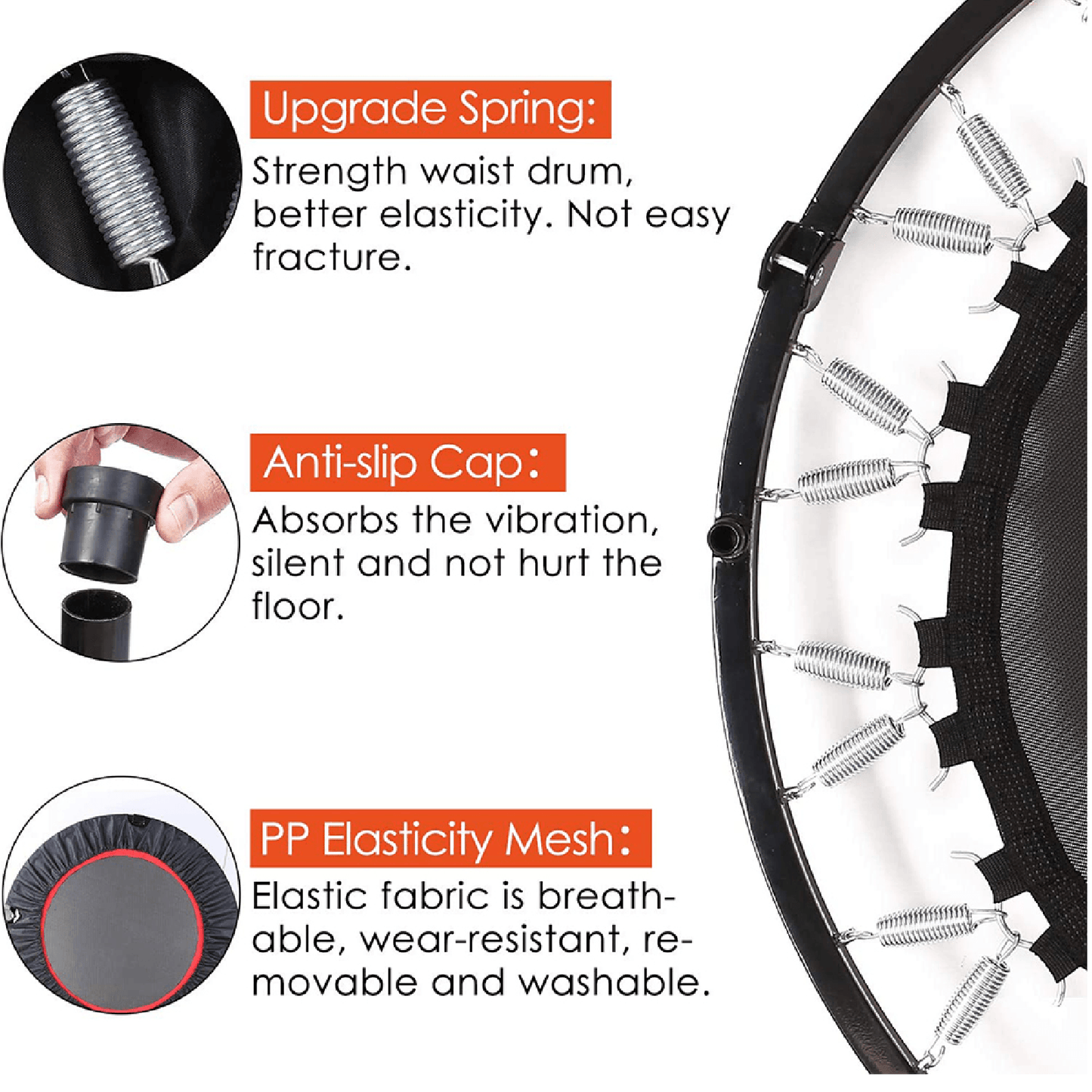 40/48 Inch Foldable Mini Trampoline with Adjustable T-Bar Handle for Adults and Kids – Indoor Fitness Rebounder