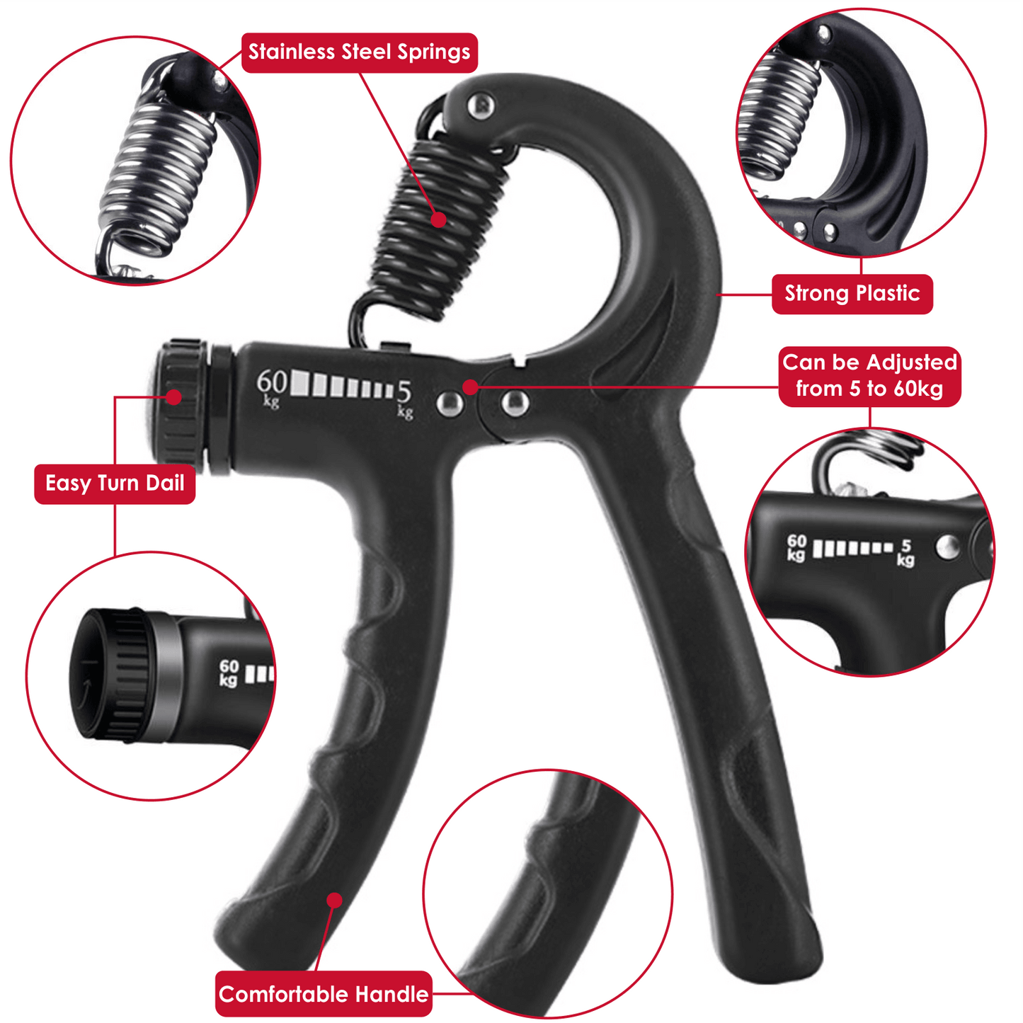 Hand Grip Strengthener set of 6Pcs