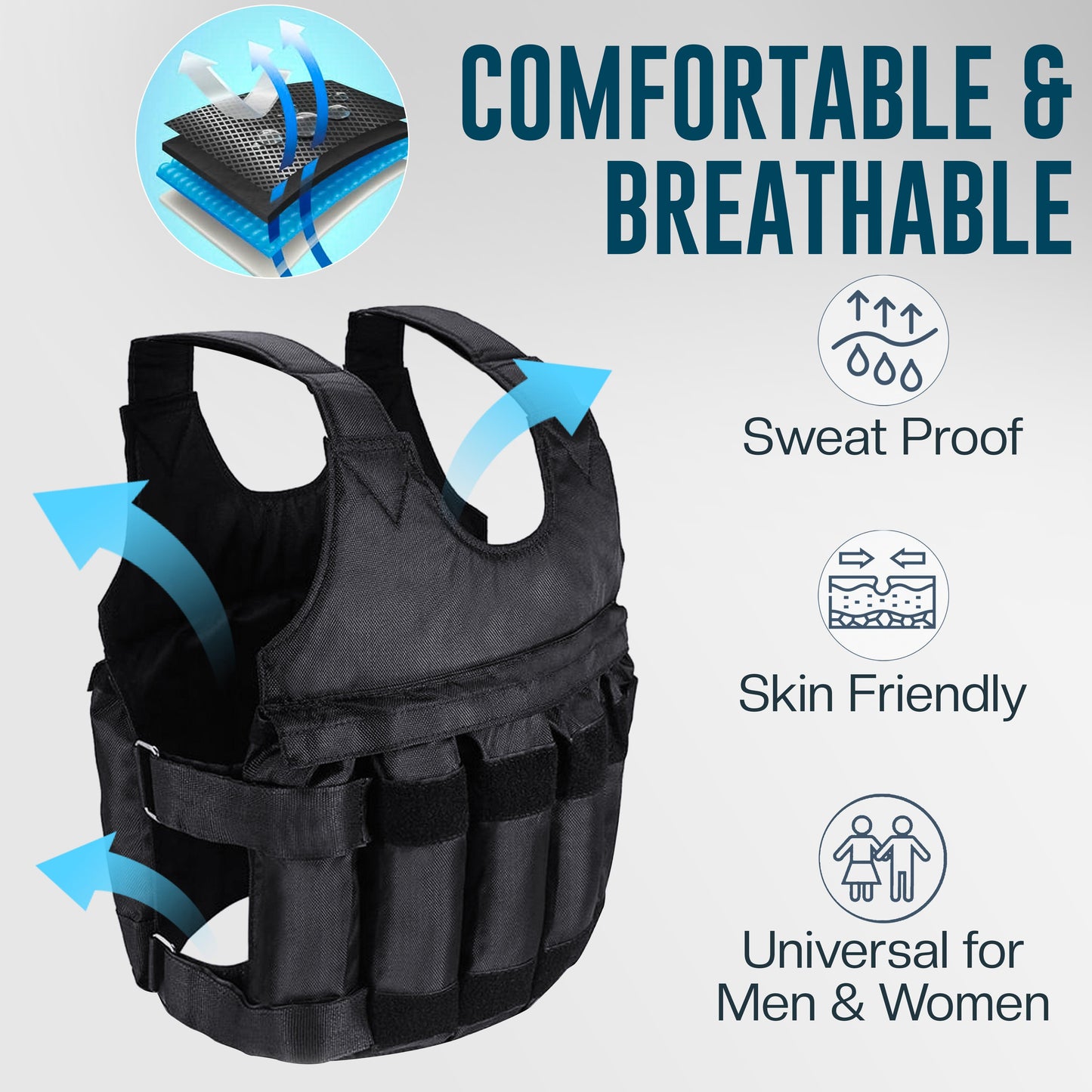 Adjustable Weighted Vest for Men & Women – 5kg/10kg/20kg Weight Vest for Running, Boxing, Cardio & Strength Training – Durable Ironsand Body Weight Jacket