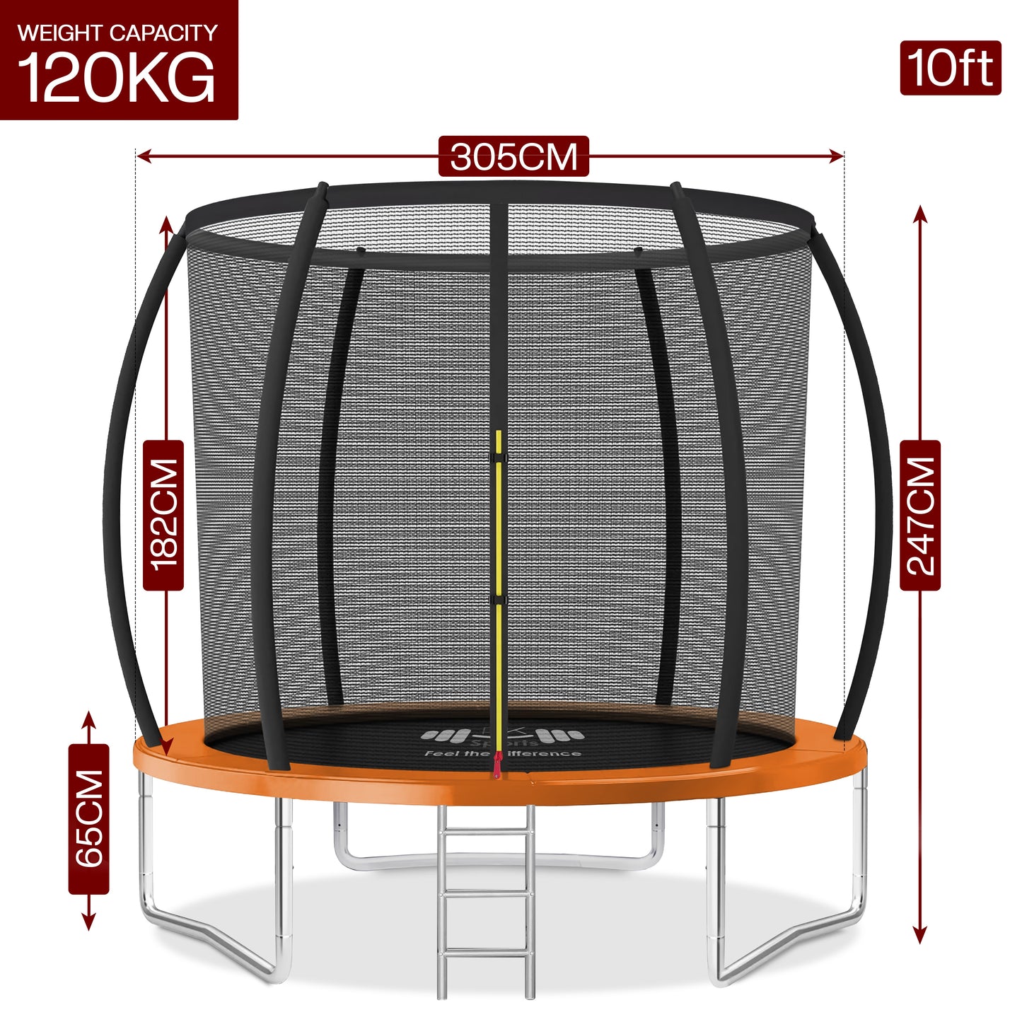 Outdoor Trampoline 6FT/8FT/10FT/12FT - Rebounder Trampoline for Toddlers, Kids & Adults with Safety Enclosure Net, Anti-tear, UV-Proof Pad, Exercise & Fitness