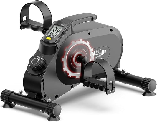 Mini Exercise Bike – Under Desk Pedal Exerciser with 8-Level Magnetic Resistance & LCD Display – Quiet Workout Machine for Arms & Legs at Home