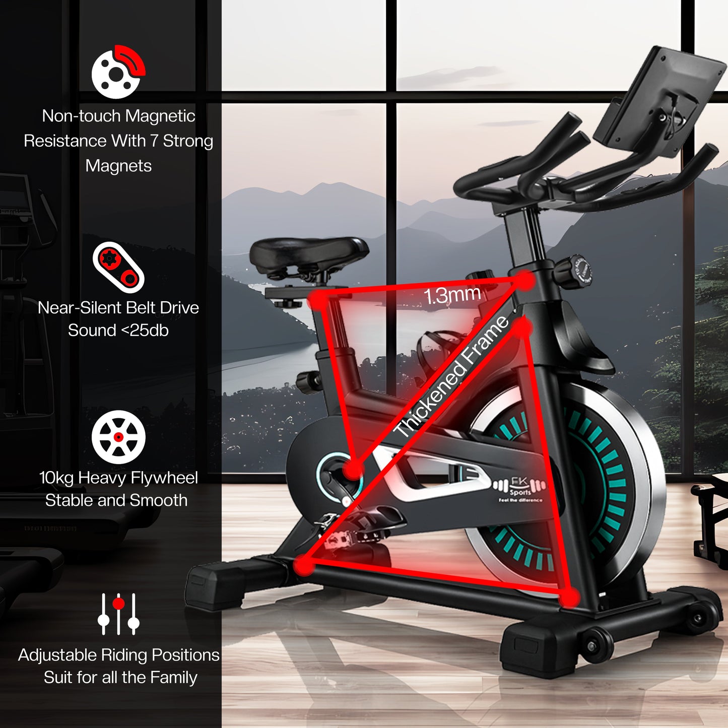 Exercise Bike Cardio Cycle Indoor Training LCD Screen 10KG Flywheel Fitness Gym