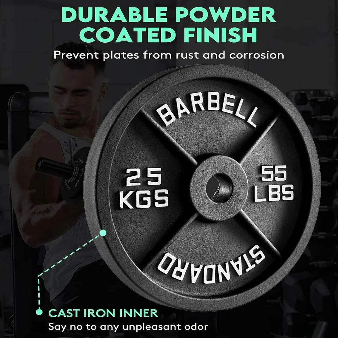 Weight Plates 2" Hole Olympic Barbell Cast Iron Weights Set Disc Dumbbell 170 KG