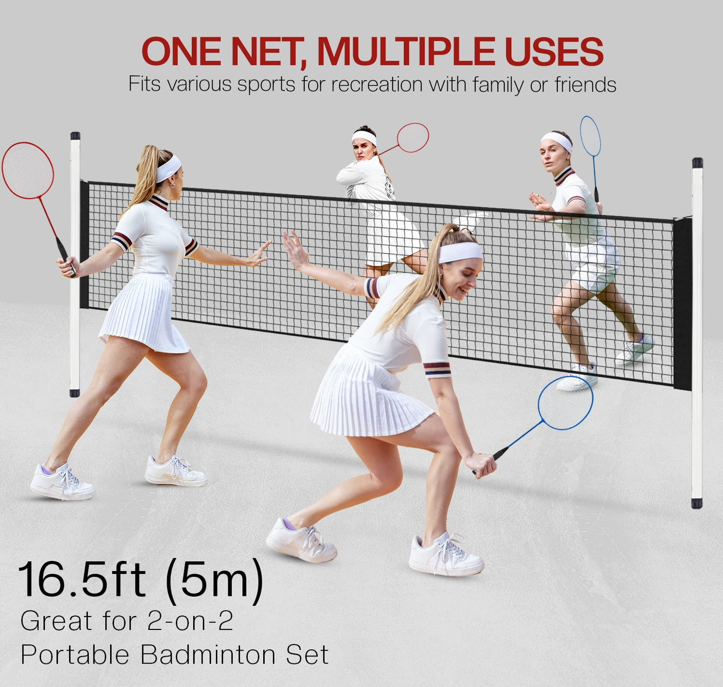 Badminton Set – 4 Rackets, Net, Shuttlecocks & Bag for Outdoor Play