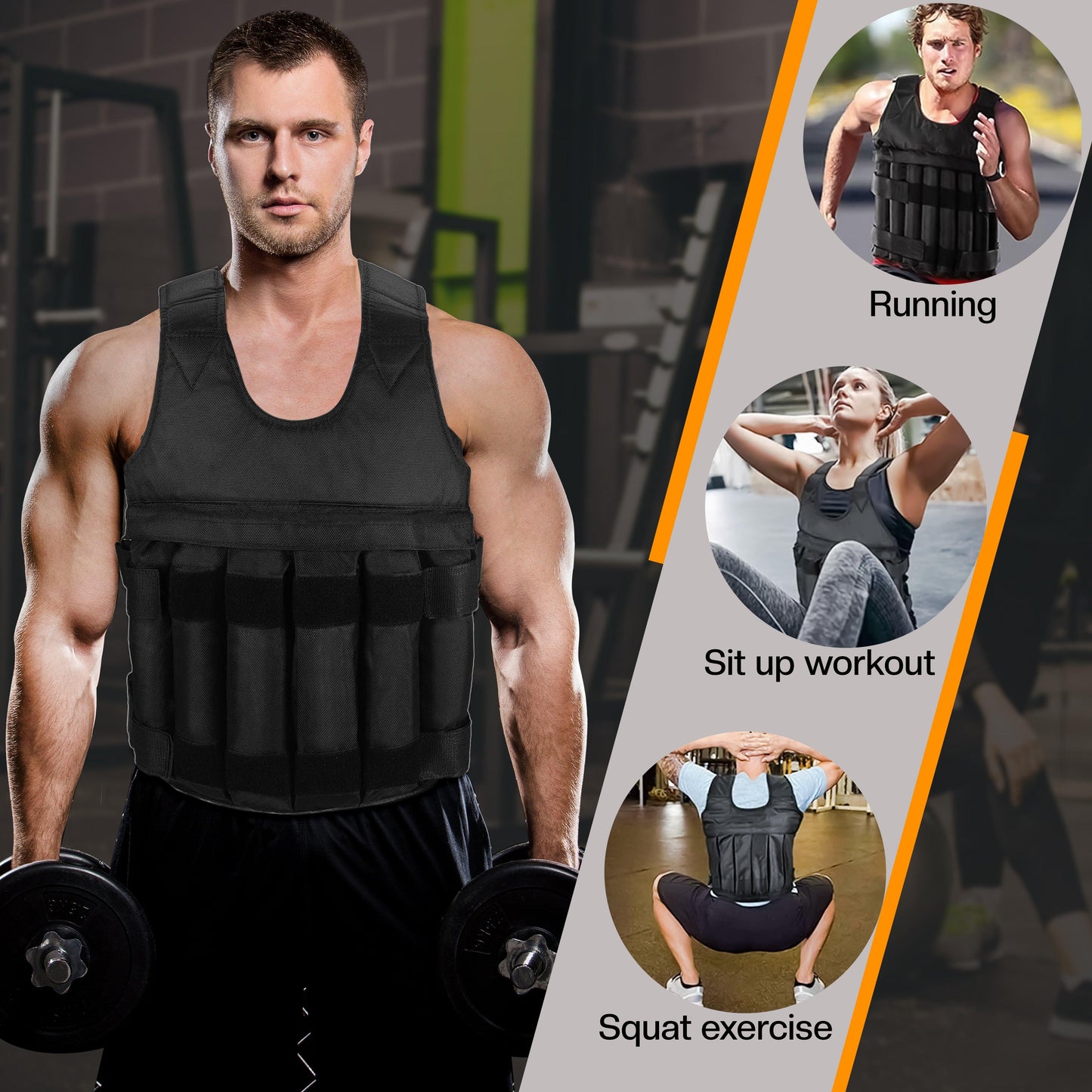 Adjustable Weighted Vest for Men & Women – 5kg/10kg/20kg Weight Vest for Running, Boxing, Cardio & Strength Training – Durable Ironsand Body Weight Jacket
