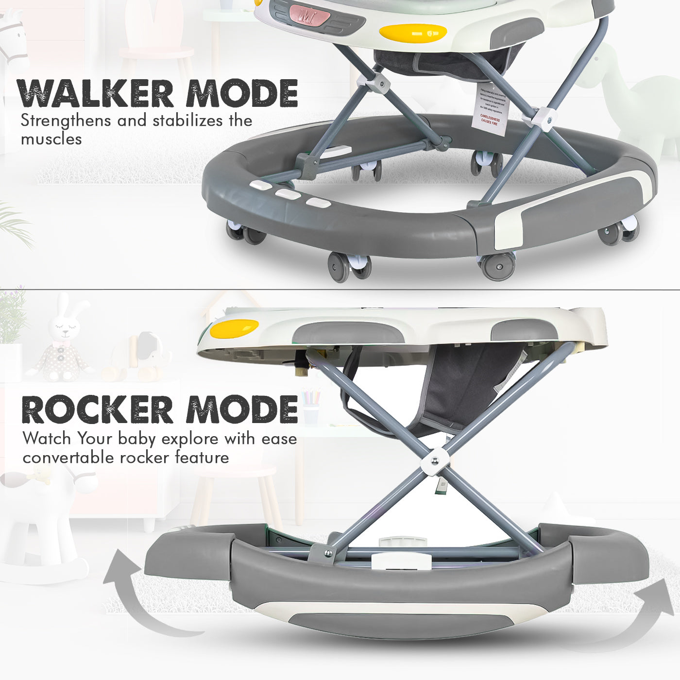 Baby Walker/Rocker Bouncer First Steps Push Along Activity Music Ride On Car UK