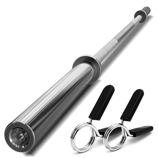 Olympic Barbell Bar – 2" Chrome Finish | 4ft, 5ft, 6ft, 7ft with Collars | Anti-Slip Grip for Weightlifting & Strength Training