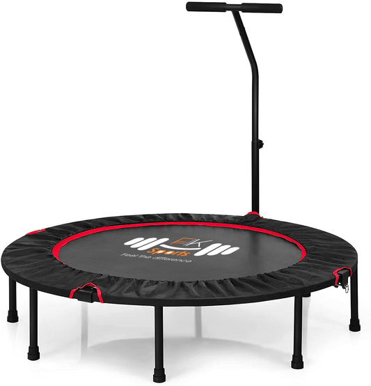 40/48 Inch Foldable Mini Trampoline with Adjustable T-Bar Handle for Adults and Kids – Indoor Fitness Rebounder